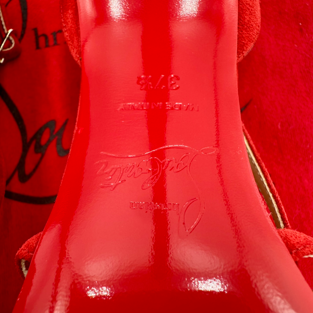 Christian Louboutin Red Suede Ankle-Strap Pumps, Size 37.5 | Shop Authentique Lux