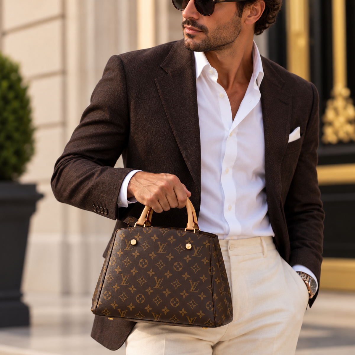 Louis Vuitton Montaigne GM Bag in Brown Monogram Canvas with Gold Hardware | Shop Authentique Lux