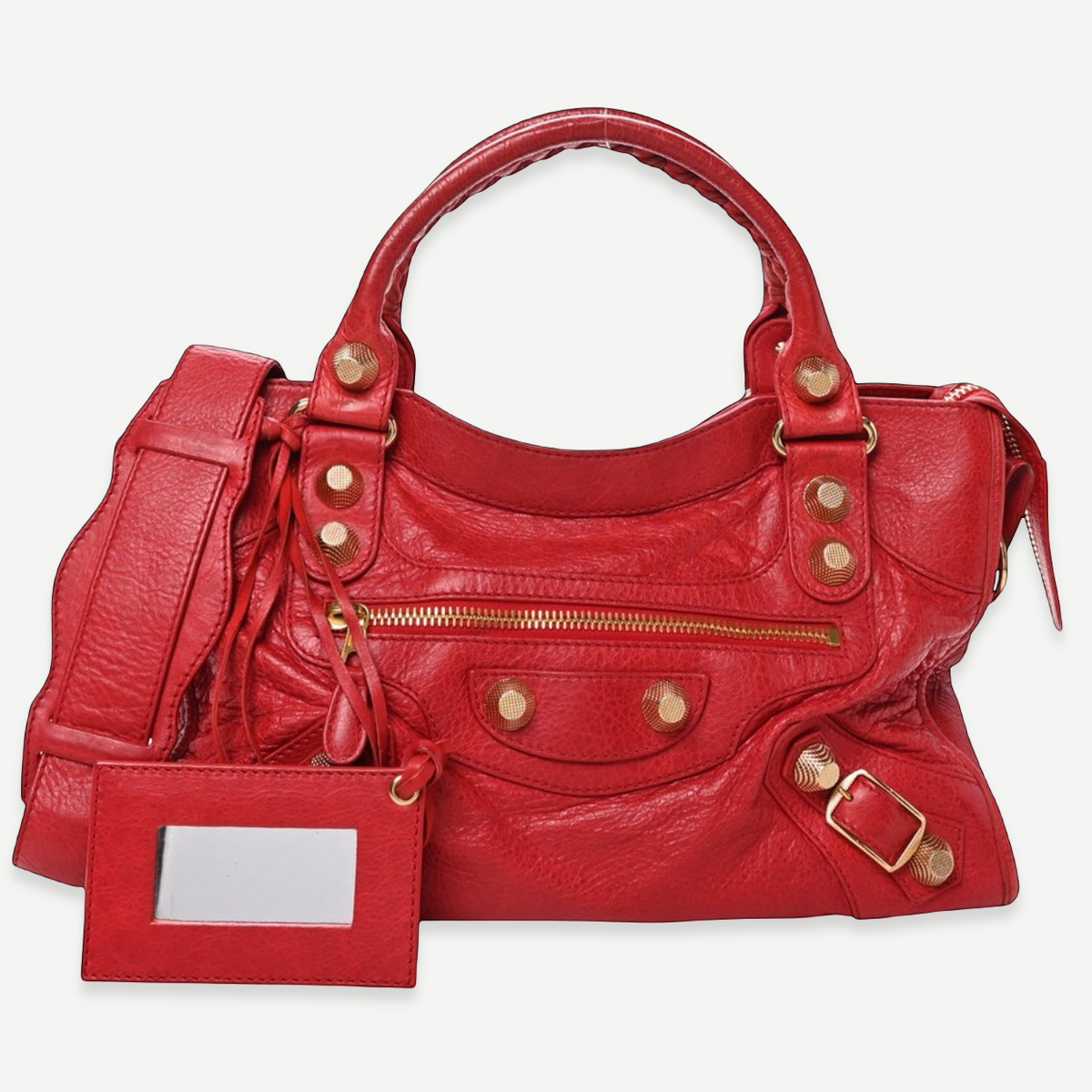 BALENCIAGA Small City Bag, Red Leather, Gold Hardware | Shop Authentique Lux