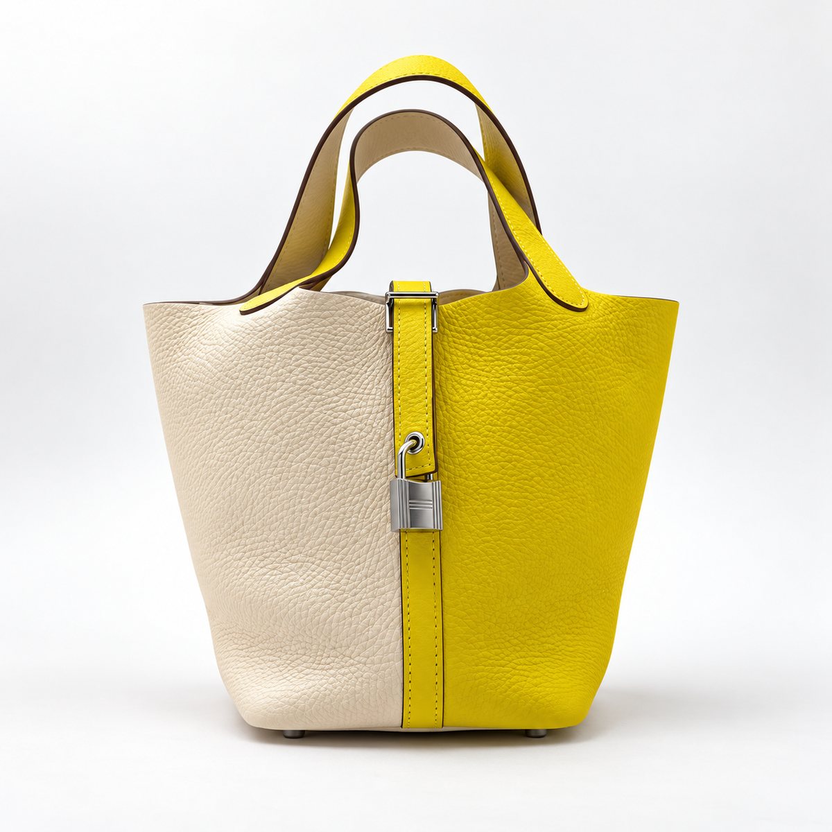 Hermès Yellow and White Leather Picotin Lock 18 Silver Hardware | Shop Authentique Lux