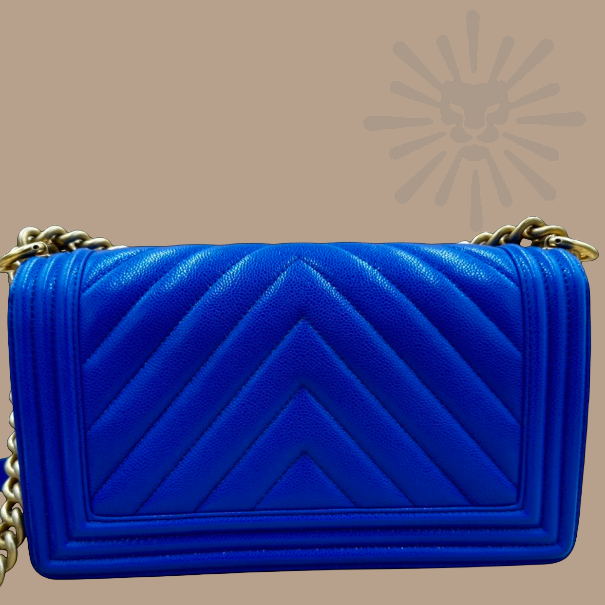 Chanel Medium Chevron Boy Bag blue 2024 spring gold hardware new condition 100% authentic I Authetique Lux