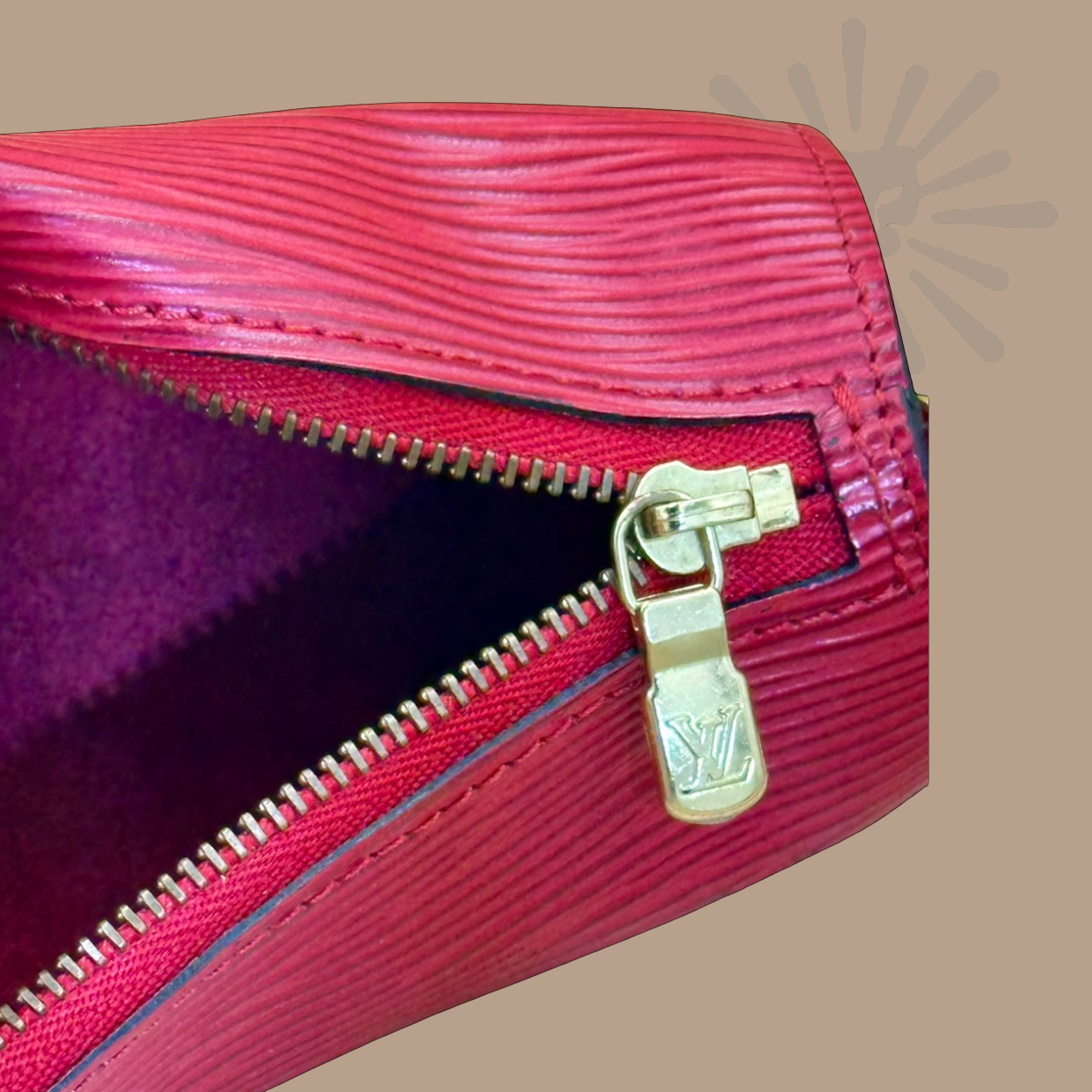 Louis Vuitton Red Epi Leather Papillion Pouchette - Authentique Luxury | 100% Authentic Louis Vuitton Bag