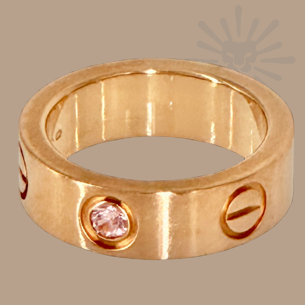 Cartier Classic 5.5mm Wide Love Ring 18K Rose Gold Pink Sapphire 8.5g