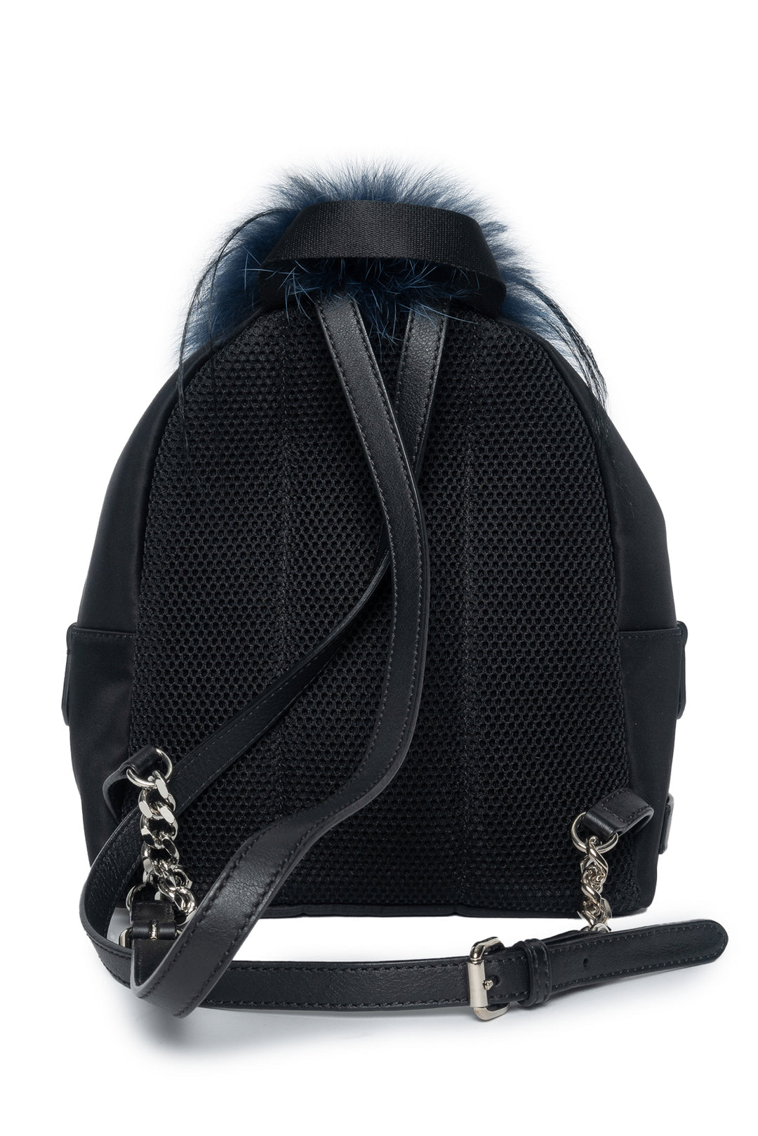 Fendi Bag Bugs Mini Backpack in Black Nylon, Leather and Blue Fur | Shop Authentique Lux