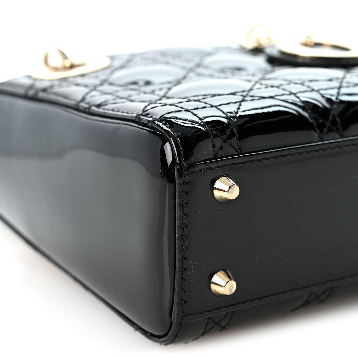 Dior Mini Lady Dior, Black Patent Leather, Gold Hardware | Shop Authentique Lux