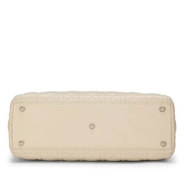 DIOR Large Lady Dior Bag, Ivory Cannage Lambskin, Silver Hardware | Shop Authentique Lux