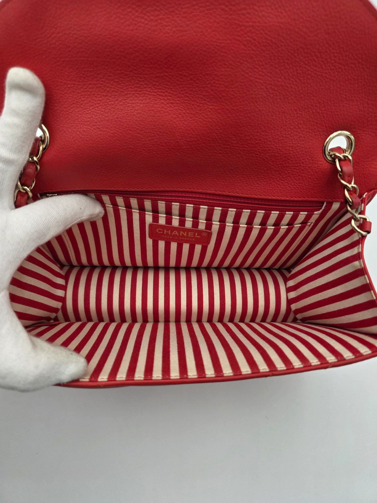 CHANEL Red Chevron Calfskin Medium Envelope Flap Bag, Gold-Tone Hardware | Shop Authentique Lux