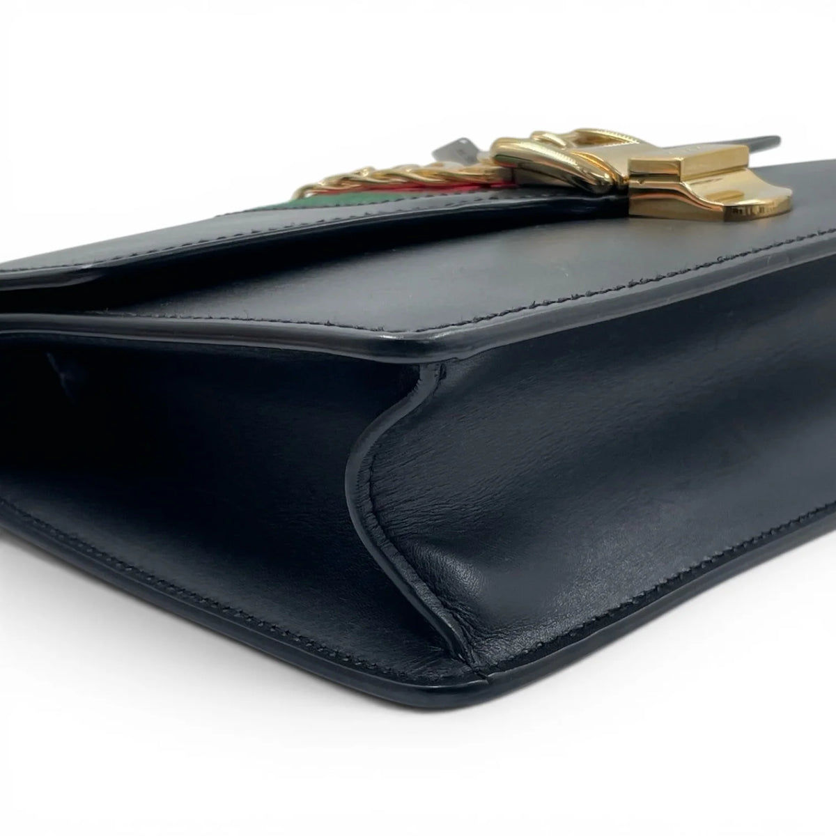 GUCCI Small Sylvie Shoulder Bag, Black Calfskin, Gold-Tone Hardware | Shop Authentique Lux