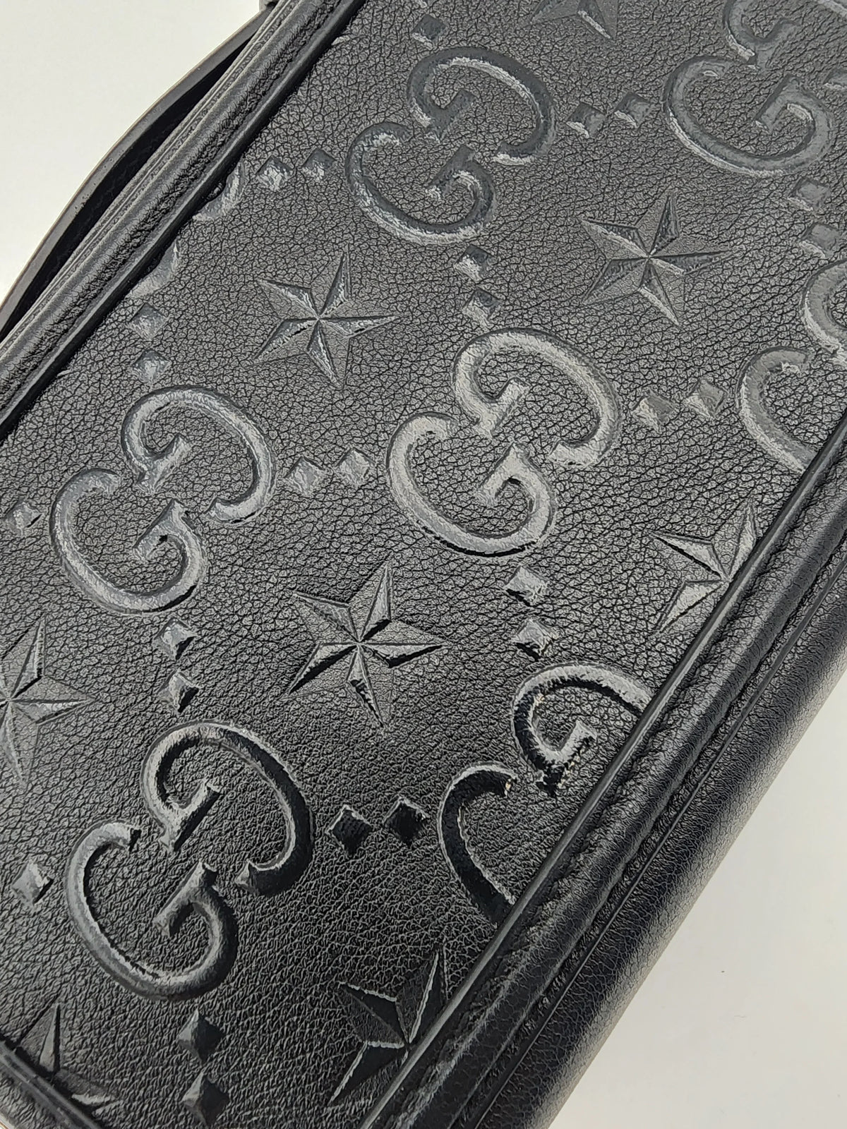 GUCCI Black Star Mini Shoulder Bag, Embossed Calfskin, Gold-Tone Hardware | Shop Authentique Lux