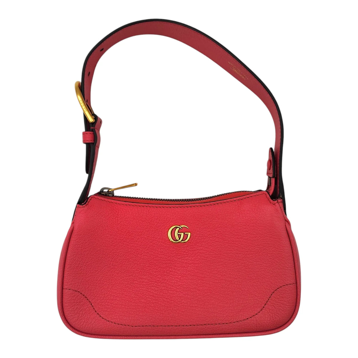 GUCCI Rhodamine Pink Mini Aphrodite, front detail with Double G emblem | Shop Authentique Lux