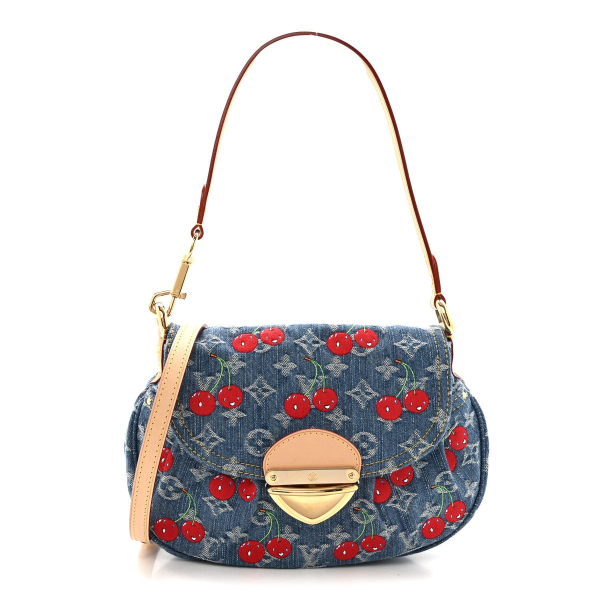 LOUIS VUITTON Cherry Denim Sunset bag with removable leather strap | Shop Authentique Lux