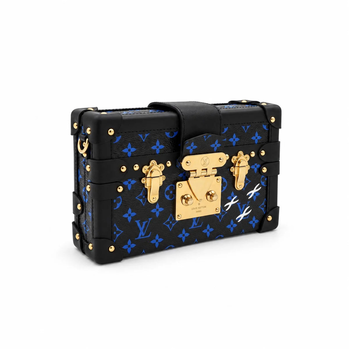 LOUIS VUITTON Petite Malle Black Blue base and leather corners | Shop Authentique Lux
