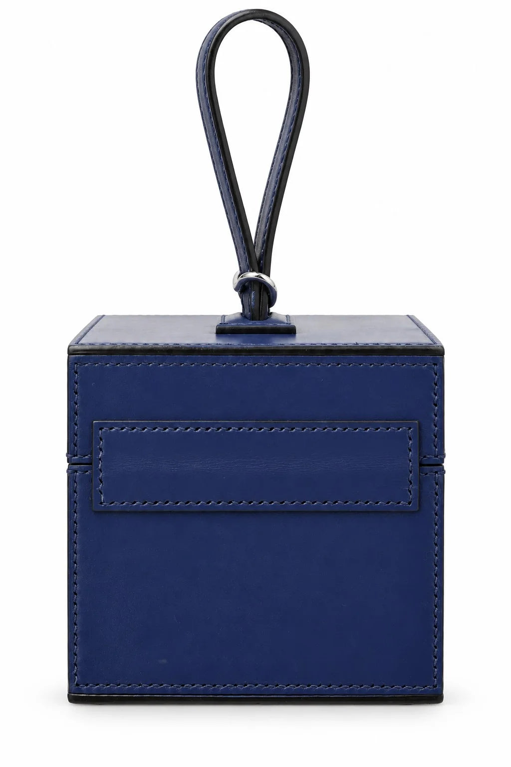 MOYNAT Structured Trunk Bag, Navy Leather, Silver-Tone Hardware | Shop Authentique Lux