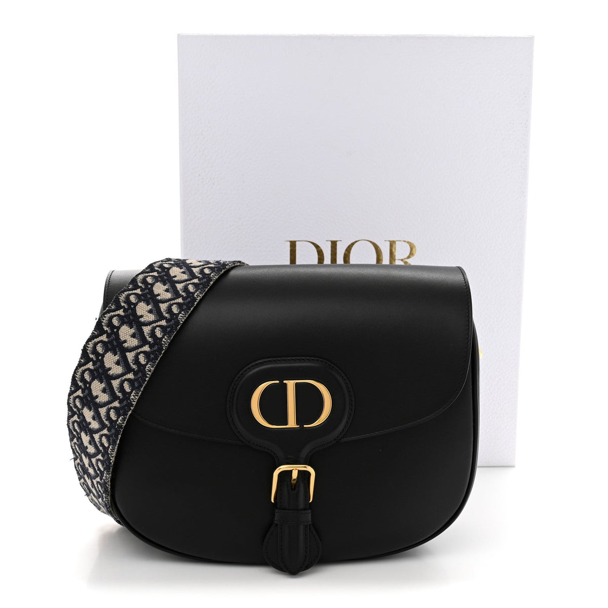 DIOR Medium Bobby Shoulder Bag, Black Box Calfskin, Antique Gold-Finish Hardware | Shop Authentique Lux
