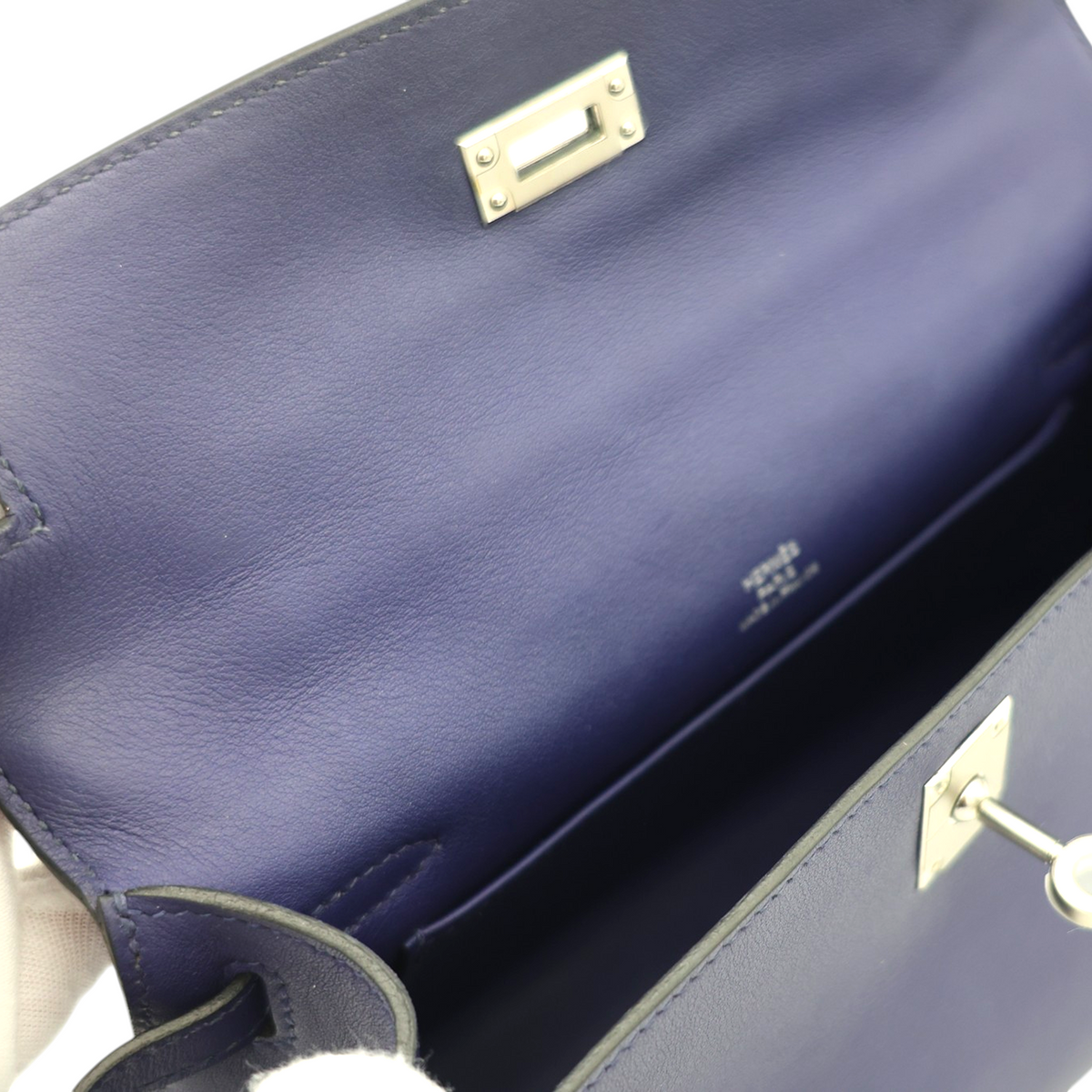 Hermès Kelly Pochette Clutch Bag, Bleu Saphir, Swift Leather, PHW, 2018 | Shop Authentique Lux