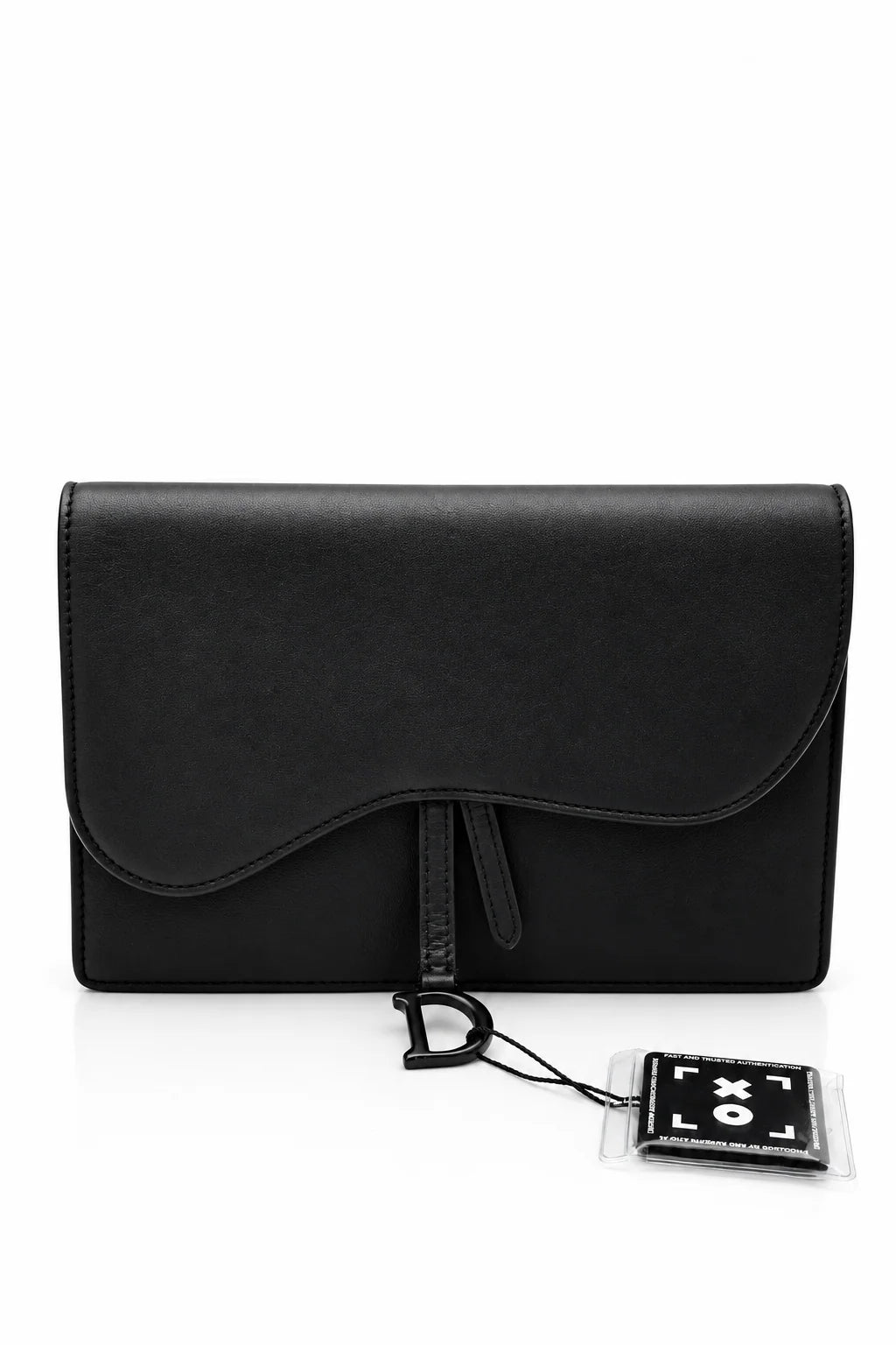 DIOR Saddle Wallet on Chain, Black Ultramatte Calfskin, Black Hardware | Shop Authentique Lux