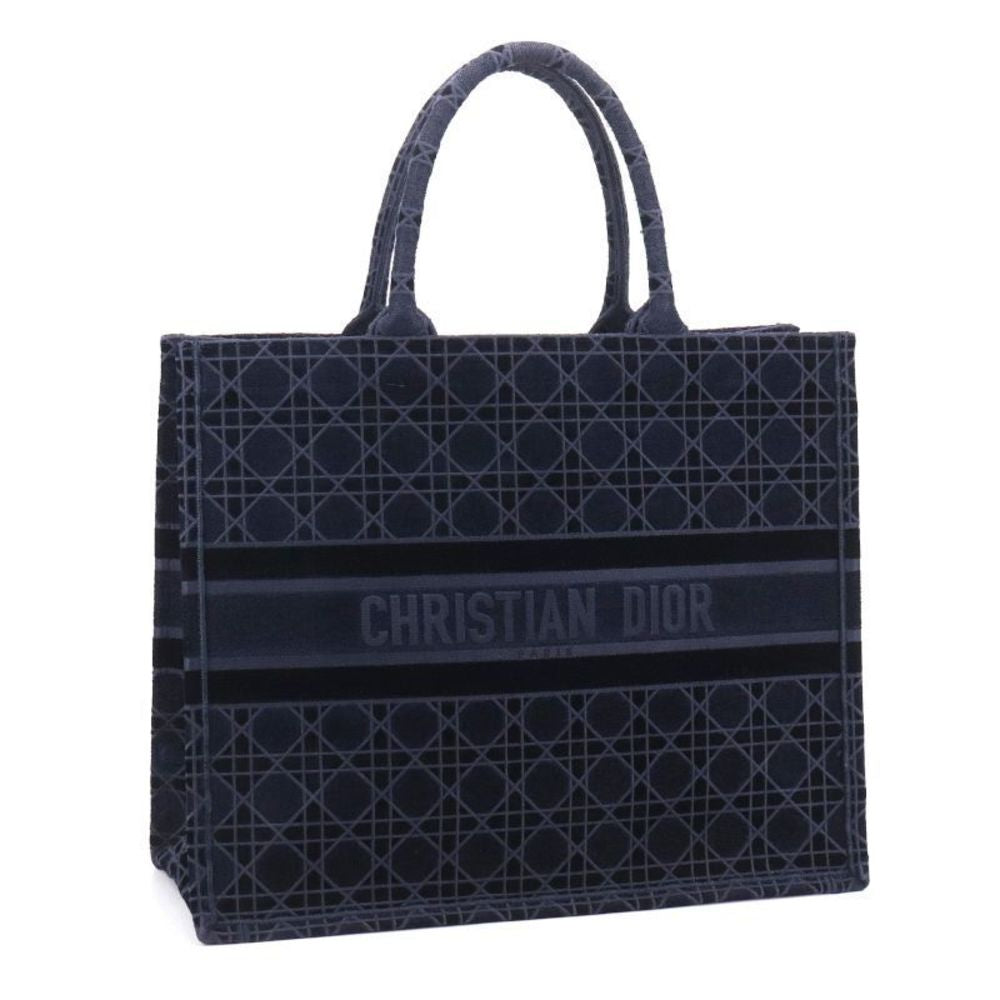 DIOR Medium Book Tote, Navy Cannage Canvas | Shop Authentique Lux