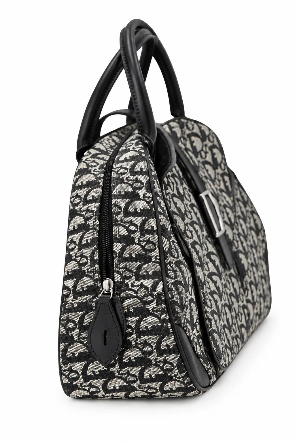 DIOR Diorissimo Frame Satchel, Navy and Beige Canvas, Silver-Tone Hardware | Shop Authentique Lux