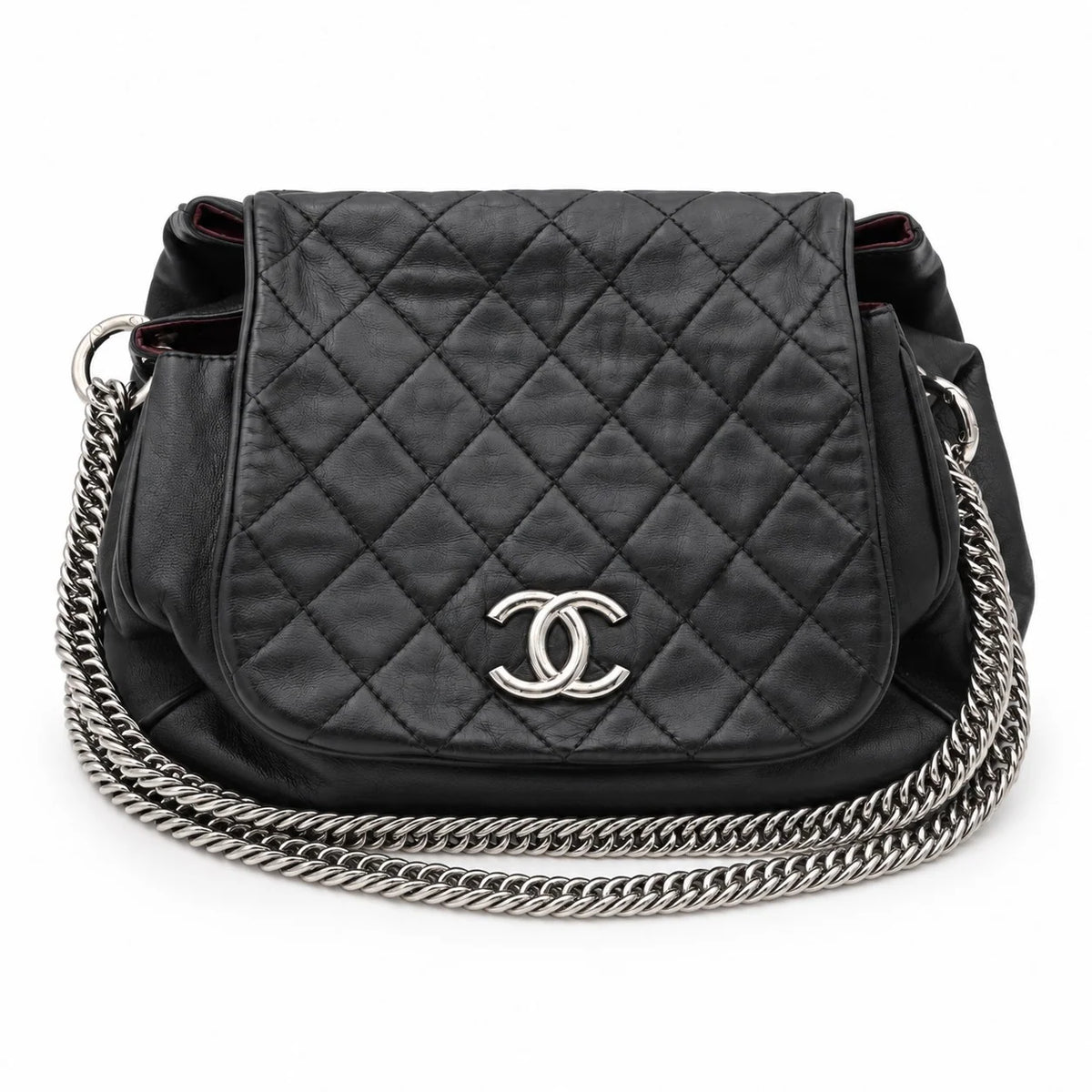 CHANEL Chain Around Flap Bag, Black Quilted Leather, Silver-Tone Hardware | Shop Authentique Lux