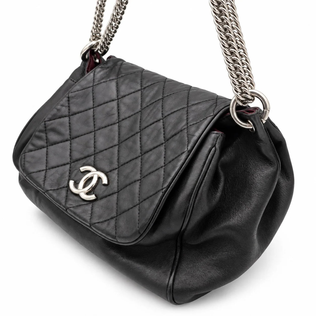 CHANEL Chain Around Flap Bag, Black Quilted Leather, Silver-Tone Hardware | Shop Authentique Lux