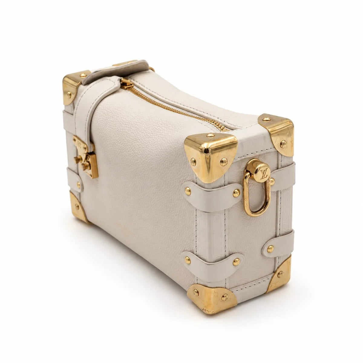 LOUIS VUITTON Side Trunk PM, Chalk Grained Calfskin, Gold-Tone Hardware | Shop Authentique Lux