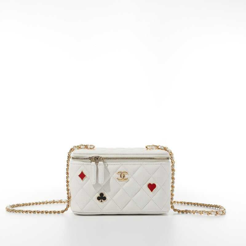 CHANEL Coco Casino Vanity Case, White Quilted Caviar Leather | Shop Authentique Lux