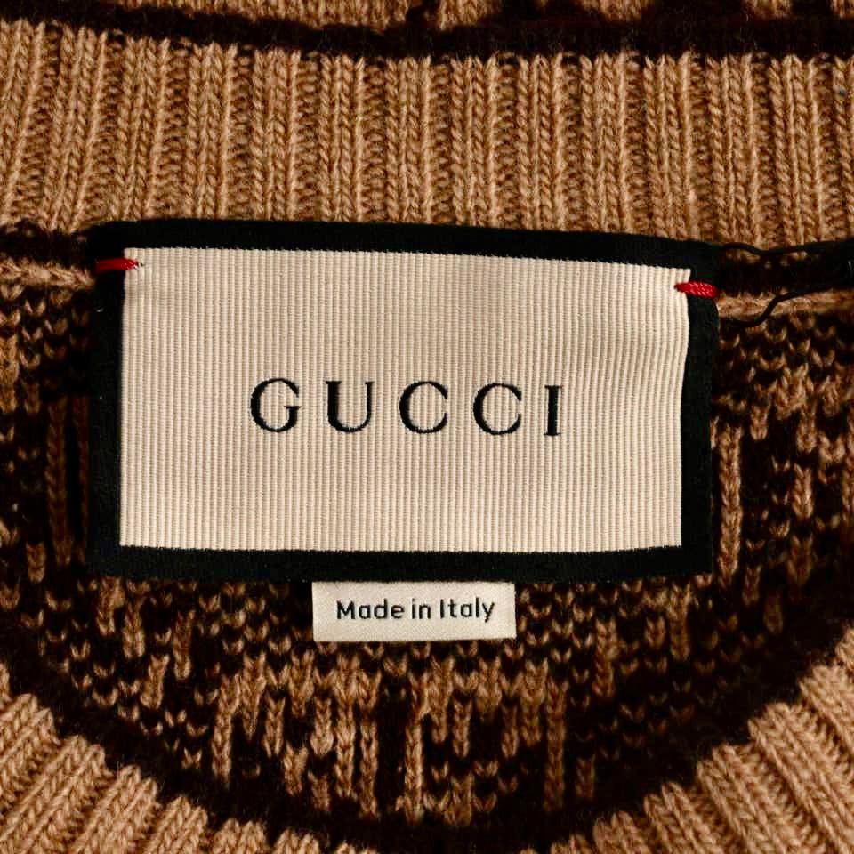 GUCCI Brown GG Wool Knit Dress with Gold-Tone Buttons | Shop Authentique Lux