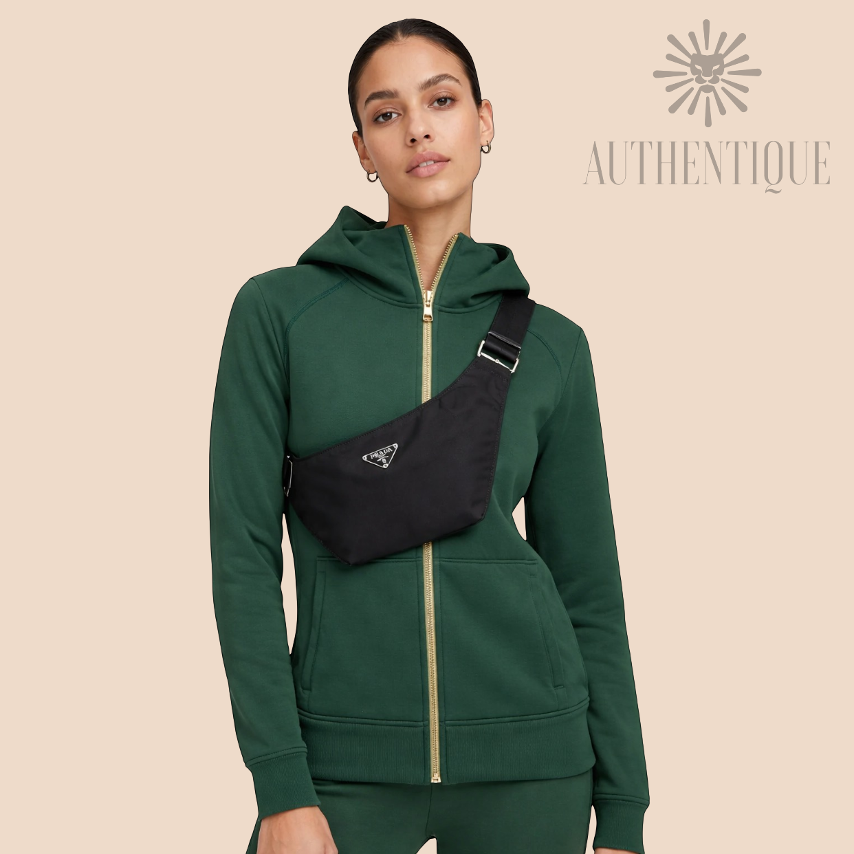 Prada black nylon messenger crossbody silver logo triangle I Authentique Lux