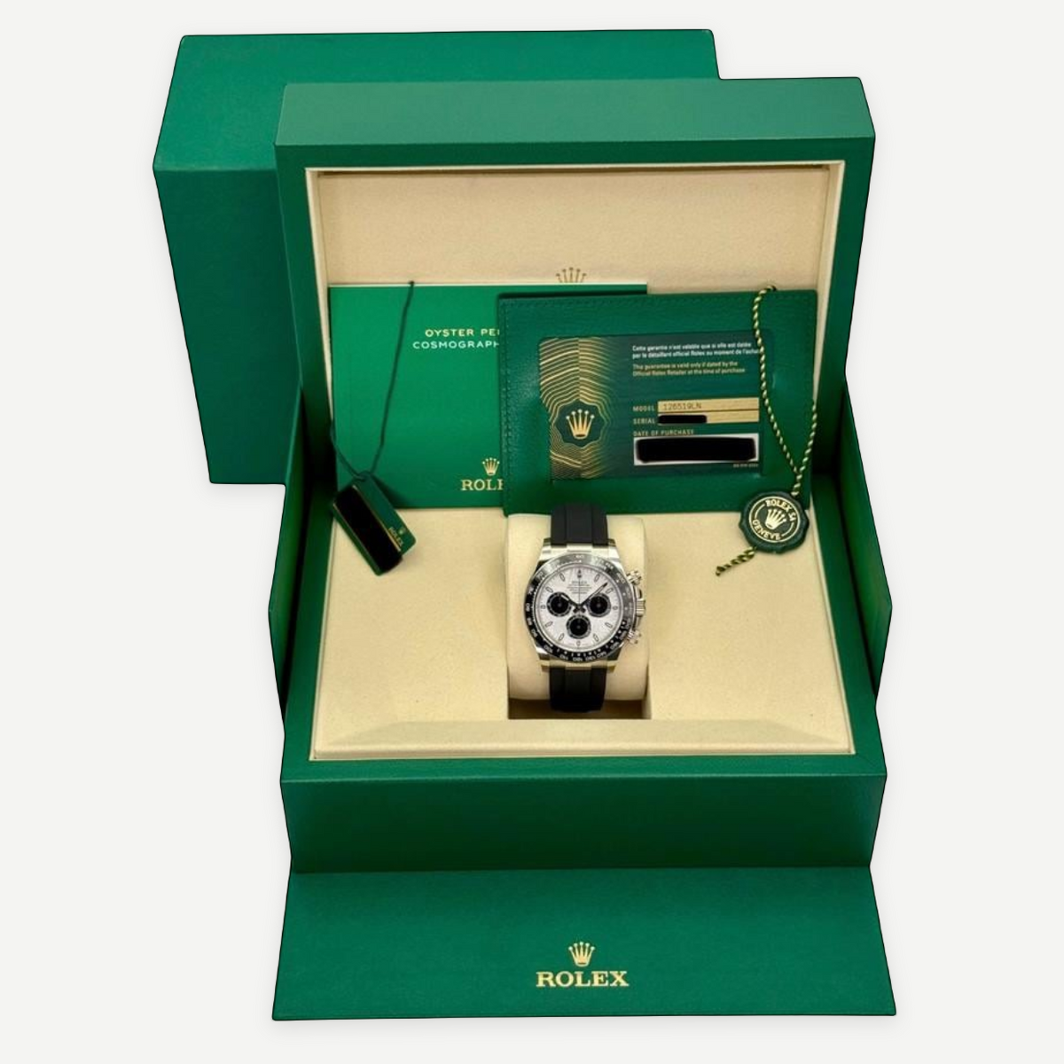 ROLEX Cosmograph Daytona 126519LN, Silver Meteorite Dial, 18K White Gold, Oysterflex, Full Set, 2026 | Shop Authentique Lux