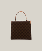 Celine Macadam Blazon top handle bag vintage, visible handle leather wear, good overall condition Authentique Luxury.
Vintage Celine Macadam monogram satchel with minor leather handle flaw.
