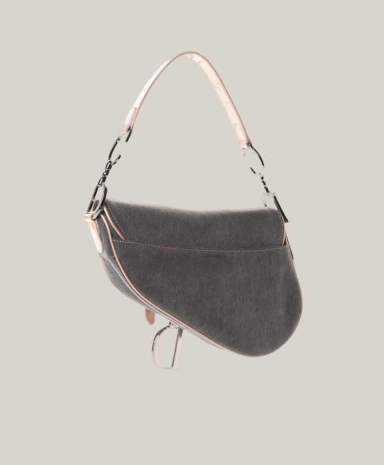 Christian Dior Denim Saddle Bag vintage pink patent leather trim -
Authentique Luxury. 