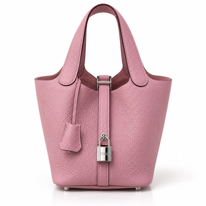 Hermès Mauve Sylvestre Clemence Picotin Lock 18 PM, Palladium Hardware, Full Set, U Stamp, 2022