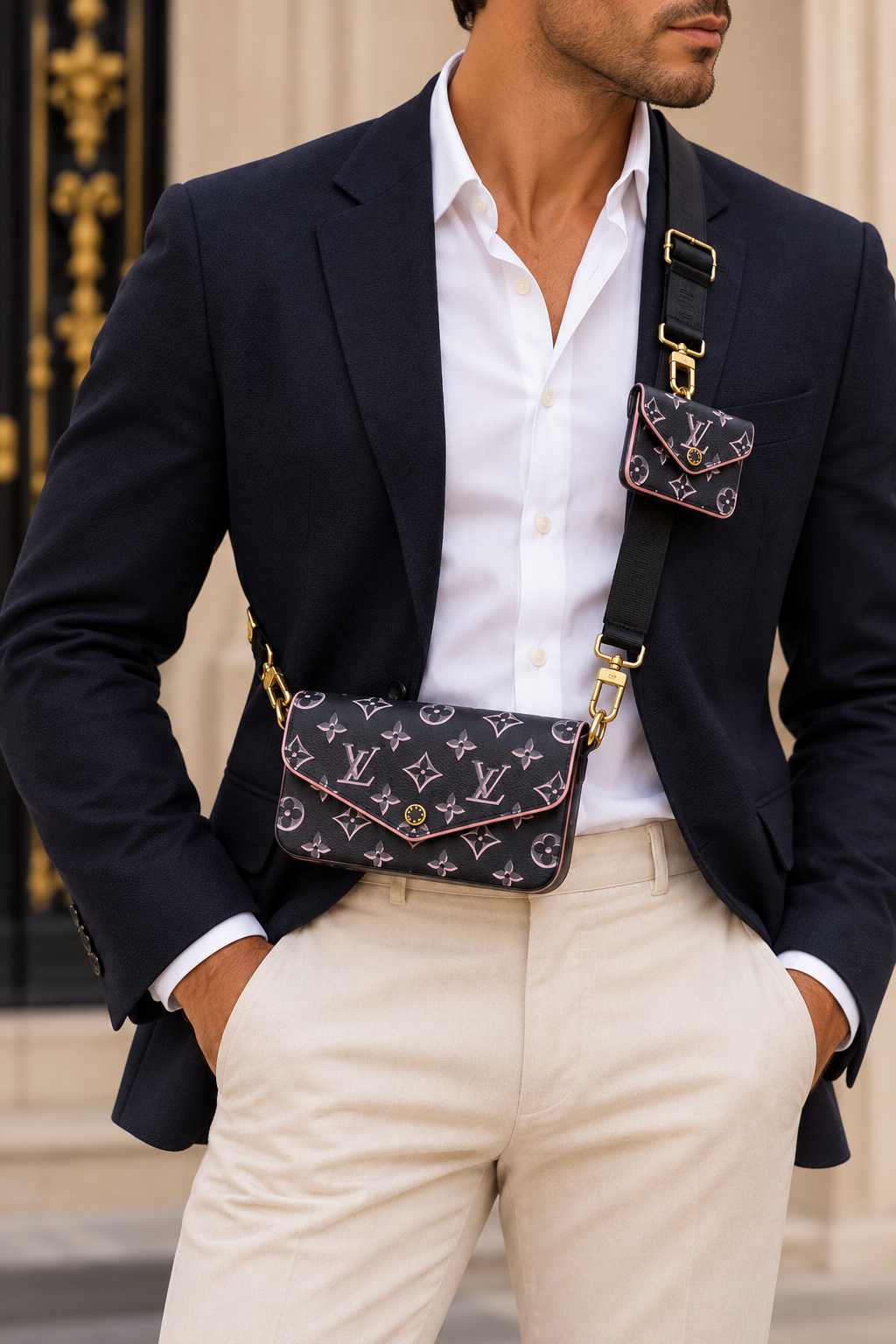 Louis Vuitton Félicie Strap & Go, Black and Pink Monogram Canvas | Shop Authentique Lux