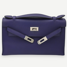 Hermès Bleu Saphir Swift Kelly Pochette Clutch Bag, Palladium Hardware, Full Set, C Stamp, 2018 | Shop Authentique Lux