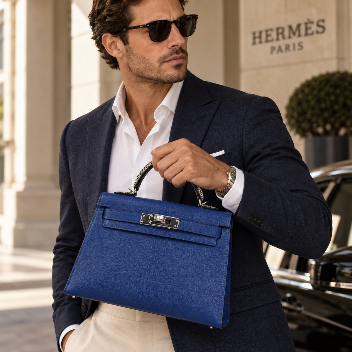 HERMES Kelly Touch Sellier 20, Bleu Royal Chevre Chamkila & Ombre Lizard, PHW, Full Set, 2025 | Shop Authentique Lux