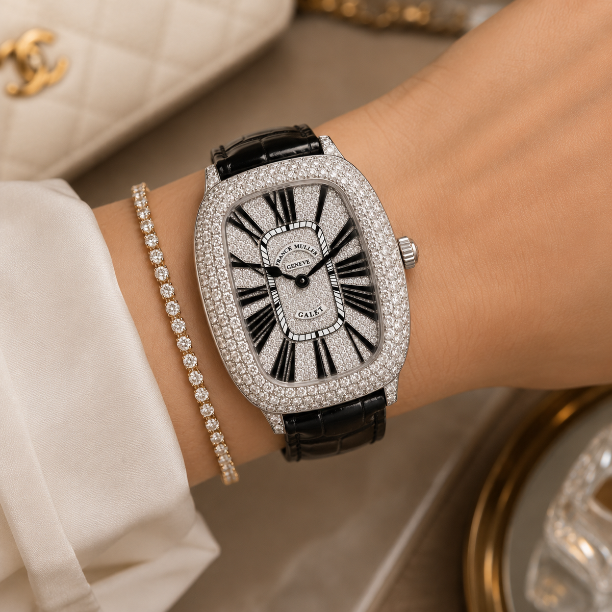 Franck Muller Galet 3002 M QZ R, Factory Diamond-Set, Full Set, 2024 | Shop Authentique Lux