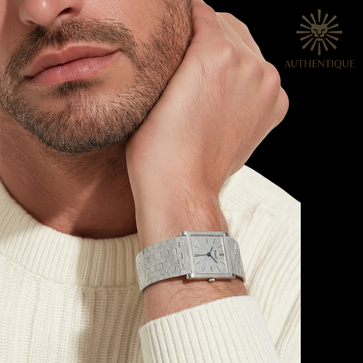Piaget Vintage Protocole 9151B11 in 18k White Gold with "Clous de Paris" Hobnail Bezel and Silver Sunray Dial.