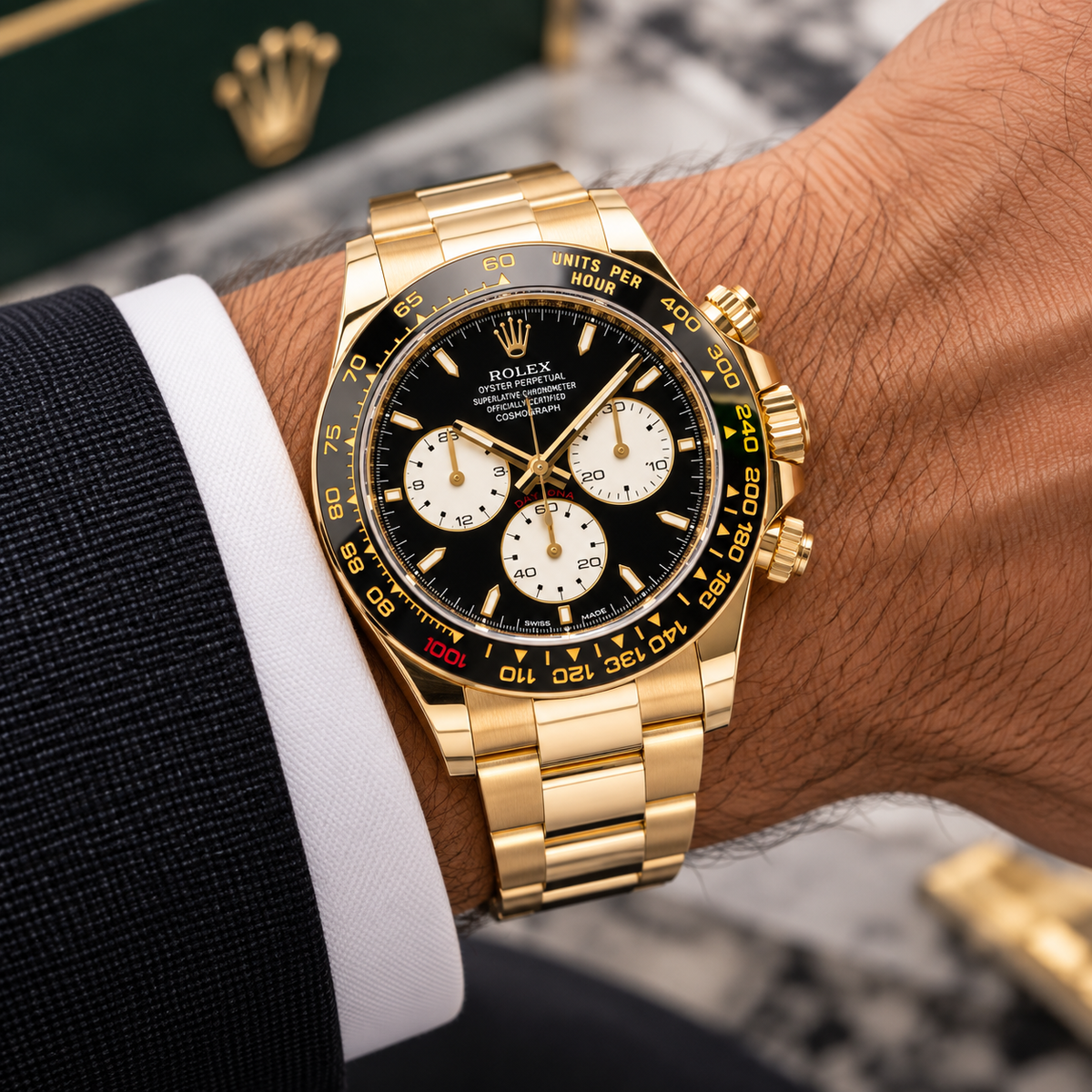 ROLEX Daytona Le Mans 126528LN, Black Dial, Yellow Gold, Full Set, 2025 | Shop Authentique Lux
