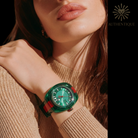 Gucci Sync XXL Men's Watch YA137113 with Green Sunray Dial and Web Stripe Strap