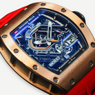 Richard Mille RM 30-01 watch, opposite case profile and red strap | Shop Authentique Lux