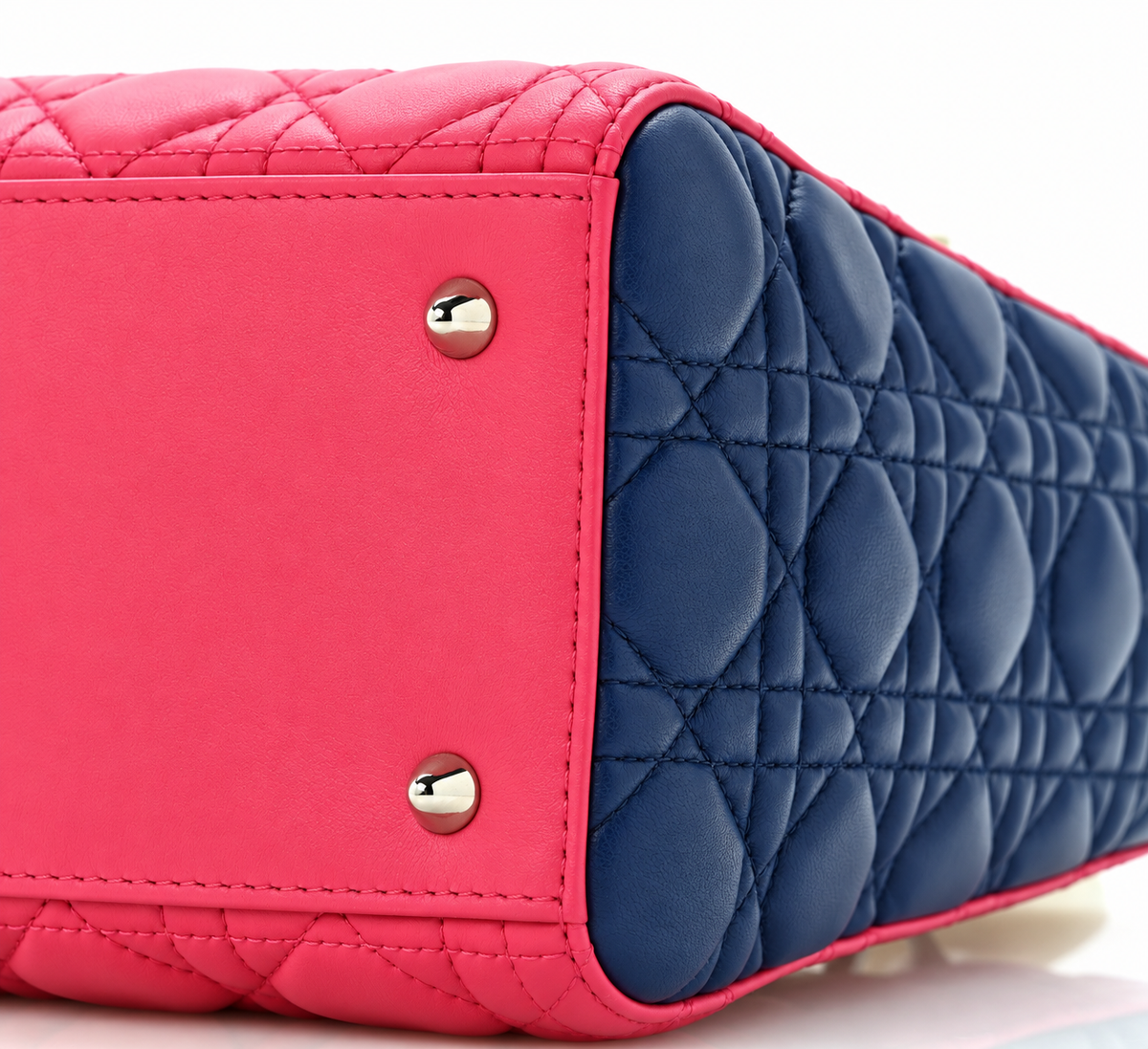 Dior Large Lady Dior Bag in Pink, Yellow and Blue Cannage Lambskin with Silver-Tone Hardware | Shop