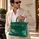HERMES Birkin 35, Vert Emeraude Shiny Porosus Crocodile, PHW | Shop Authentique Lux