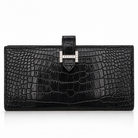 Hermès Béarn Long Wallet Alligator Leather in Noir with Aftermarket Natural Diamond H Clasp, X Stamp, 2021 | Shop Authentique Lux