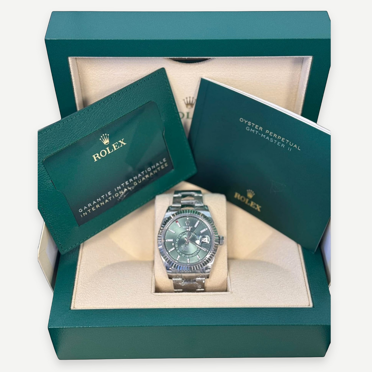 Rolex Sky-Dweller 336934, White Rolesor, Mint Green Dial, Full Set, 2026 | Shop Authentique Lux