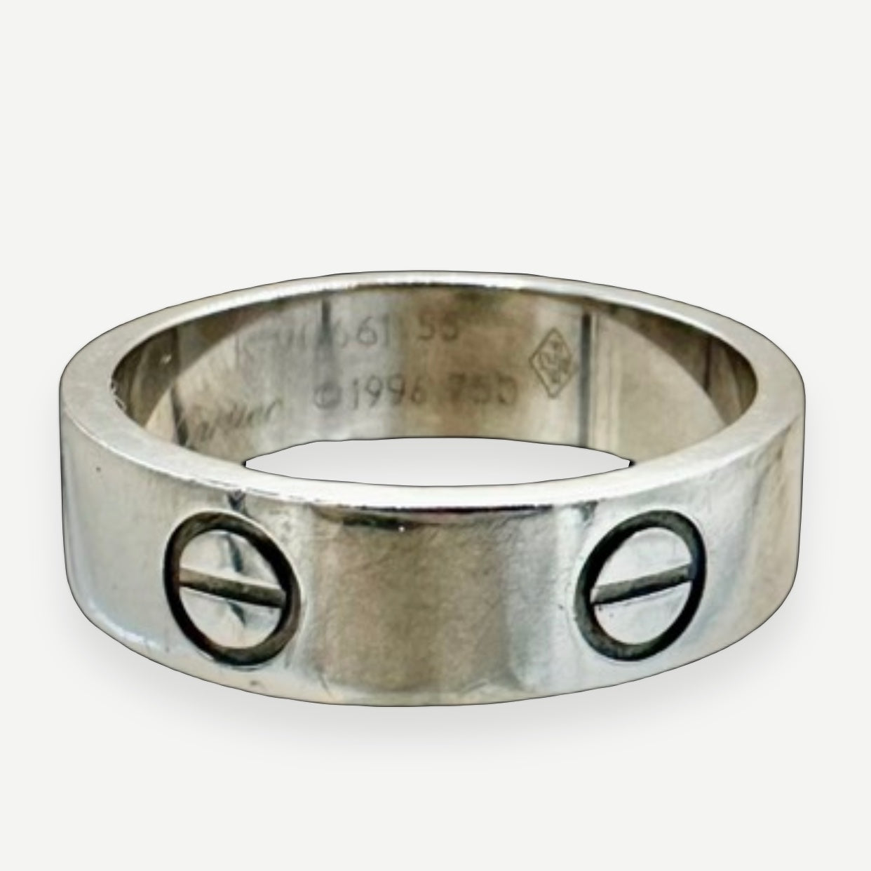 Cartier Love Ring, Classic 5.5mm, 18K White Gold, Size 55, Vintage | Shop Authentique Lux