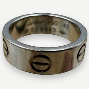 CARTIER Love Ring, Vintage Classic Model, 18K White Gold, EU Size 47 (US 4), Full Set