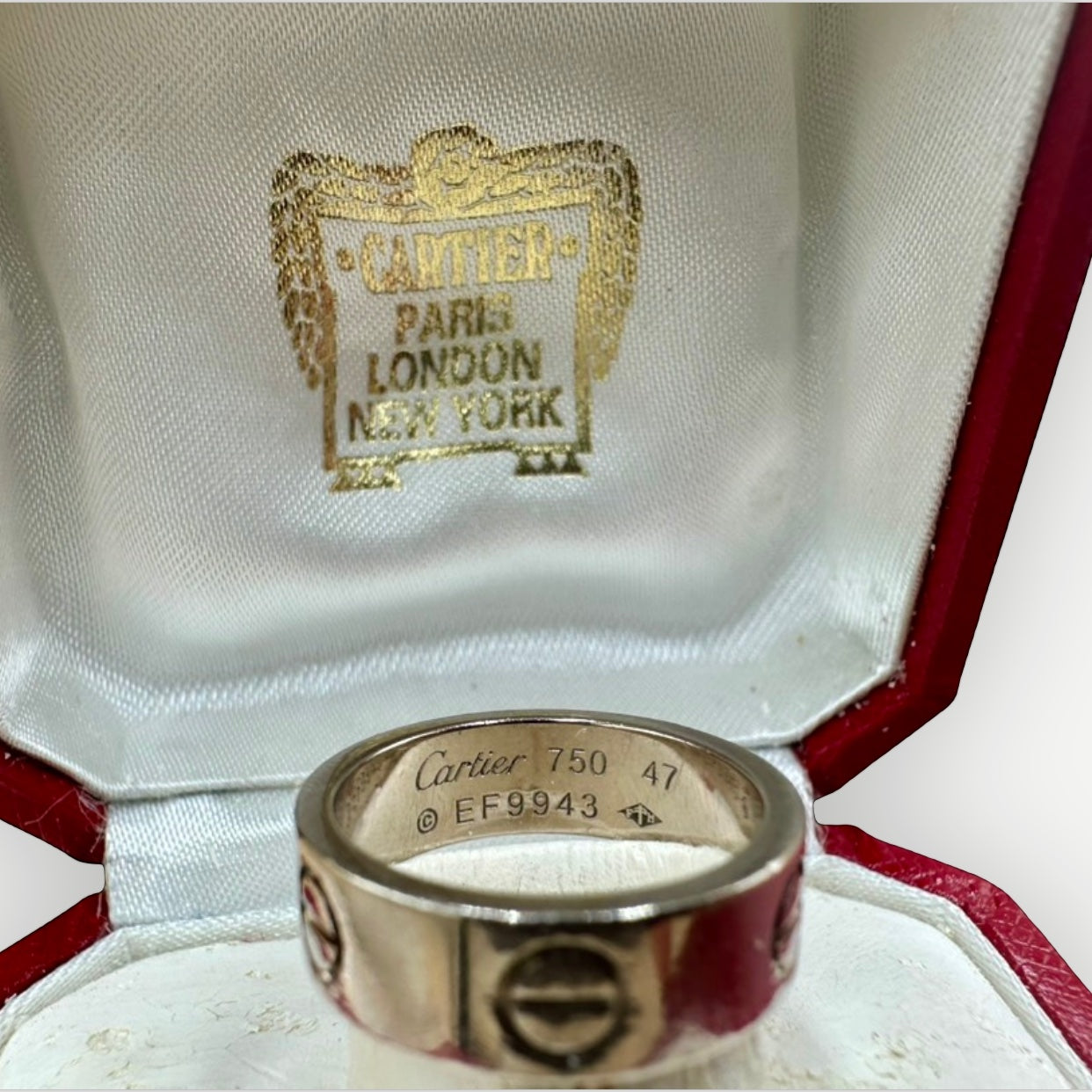 Cartier Love Ring, Vintage Classic Model, 18K White Gold, EU Size 47 (US 4), Full Set | Shop Authentique Lux