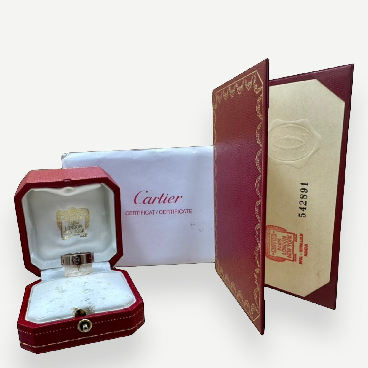 Cartier Love Ring, Vintage Classic Model, 18K White Gold, EU Size 47 (US 4), Full Set | Shop Authentique Lux