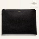 Saint Laurent black leather document pouch silver zipper I Authentique Lux