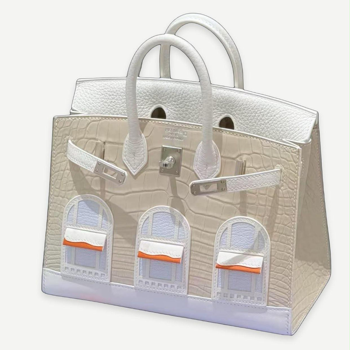 HERMÈS Birkin 20 Faubourg “Sous la Neige” Snow Sellier, Palladium Hardware, U Stamp, 2022 | Shop Authentique Lux